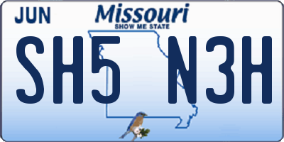 MO license plate SH5N3H