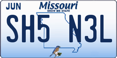 MO license plate SH5N3L