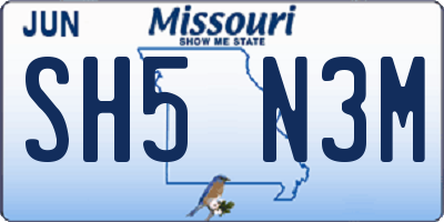 MO license plate SH5N3M