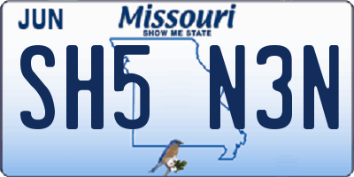 MO license plate SH5N3N