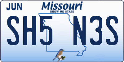 MO license plate SH5N3S