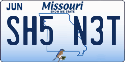 MO license plate SH5N3T