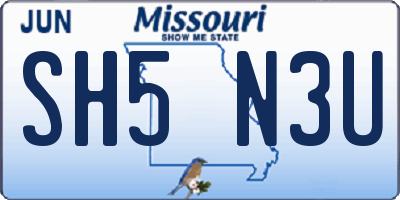 MO license plate SH5N3U