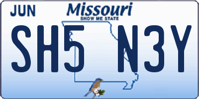 MO license plate SH5N3Y