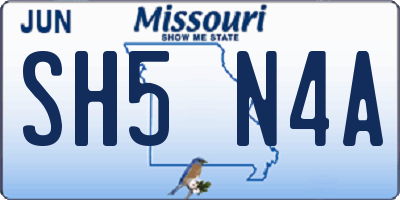 MO license plate SH5N4A