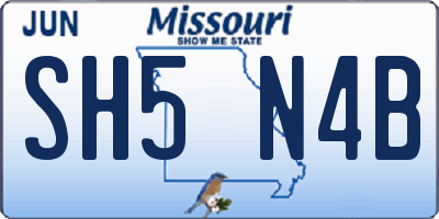 MO license plate SH5N4B