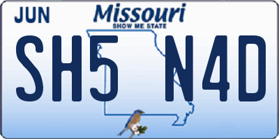 MO license plate SH5N4D