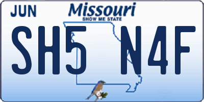 MO license plate SH5N4F