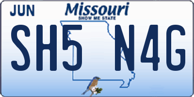 MO license plate SH5N4G