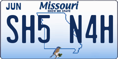 MO license plate SH5N4H