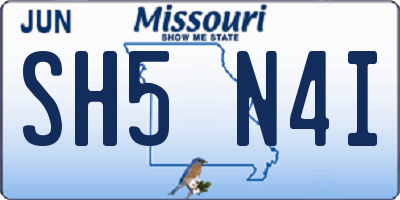 MO license plate SH5N4I