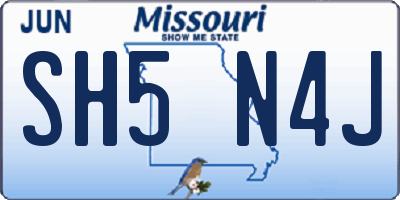 MO license plate SH5N4J