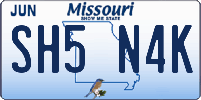 MO license plate SH5N4K