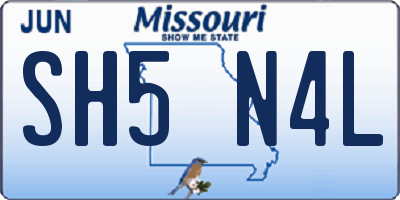 MO license plate SH5N4L