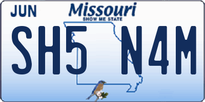 MO license plate SH5N4M