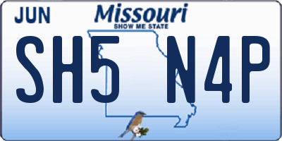 MO license plate SH5N4P