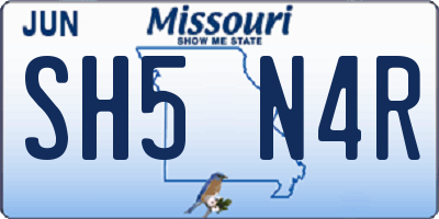 MO license plate SH5N4R
