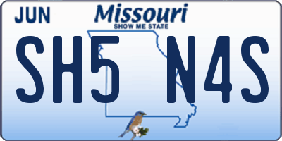 MO license plate SH5N4S