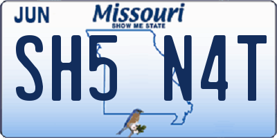 MO license plate SH5N4T