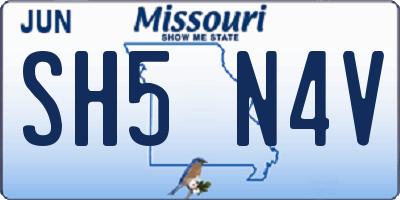 MO license plate SH5N4V
