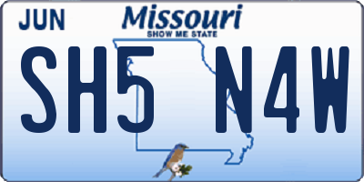 MO license plate SH5N4W