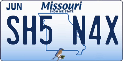 MO license plate SH5N4X