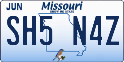 MO license plate SH5N4Z