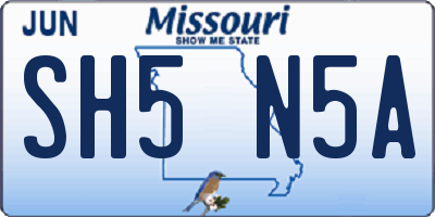 MO license plate SH5N5A