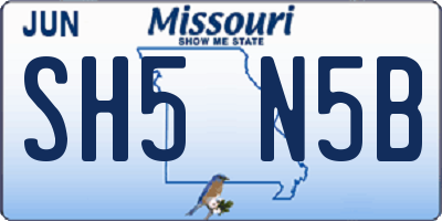 MO license plate SH5N5B
