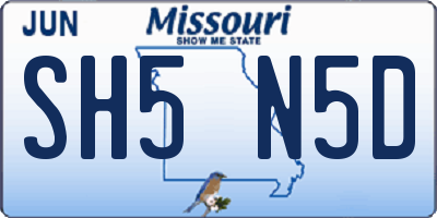 MO license plate SH5N5D