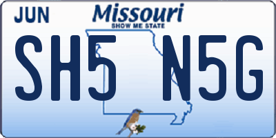 MO license plate SH5N5G