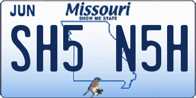 MO license plate SH5N5H