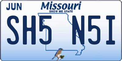 MO license plate SH5N5I