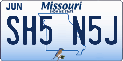 MO license plate SH5N5J