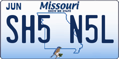MO license plate SH5N5L