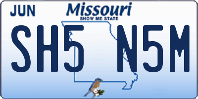 MO license plate SH5N5M