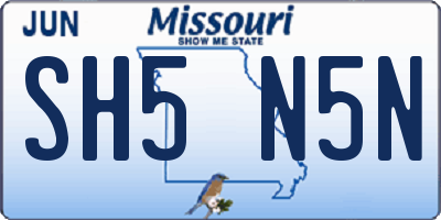 MO license plate SH5N5N