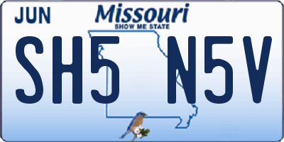 MO license plate SH5N5V