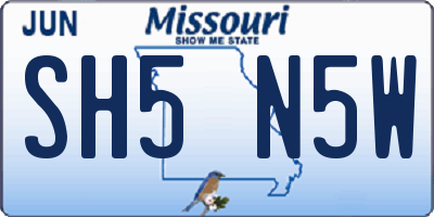 MO license plate SH5N5W