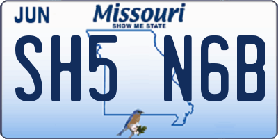 MO license plate SH5N6B