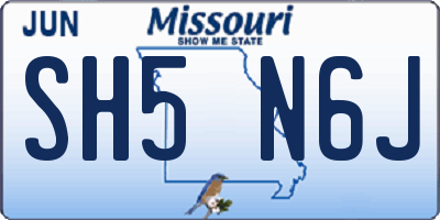 MO license plate SH5N6J