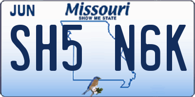MO license plate SH5N6K