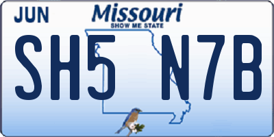 MO license plate SH5N7B