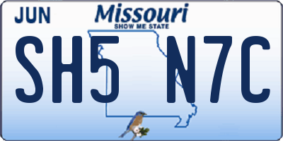MO license plate SH5N7C