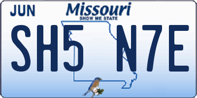 MO license plate SH5N7E