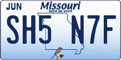 MO license plate SH5N7F