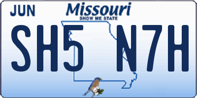 MO license plate SH5N7H