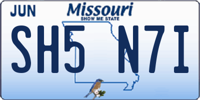 MO license plate SH5N7I