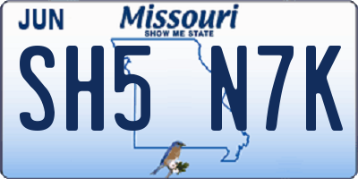 MO license plate SH5N7K