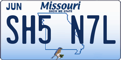 MO license plate SH5N7L